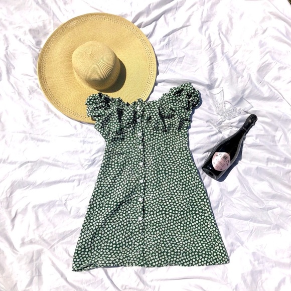 @EMRATA VERTE GREEN WHITE FLORAL SUMMER SUN DRESS - Picture 3 of 8